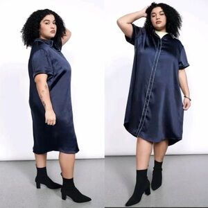 NWT Wildfang Empower Satin Shirt Dress
